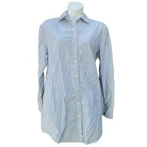 Gap Body blue pinstripe long sleeve button down sleep shirt